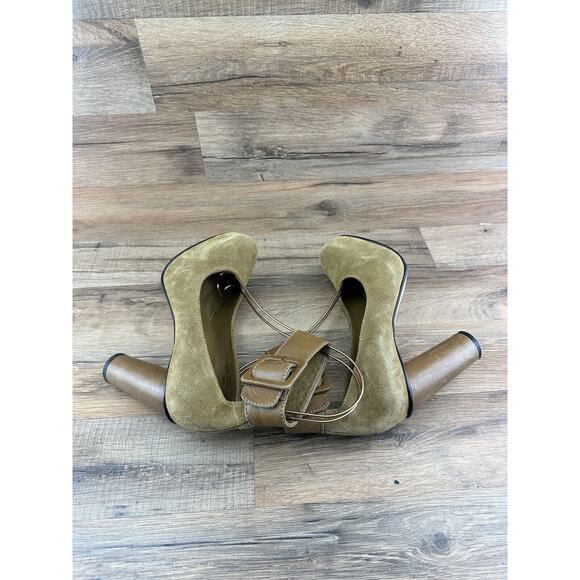 L.L. Bean Shoes Womens Size 8.5M Ankle Strap Block Heels Green Suede - Picture 6 of 10